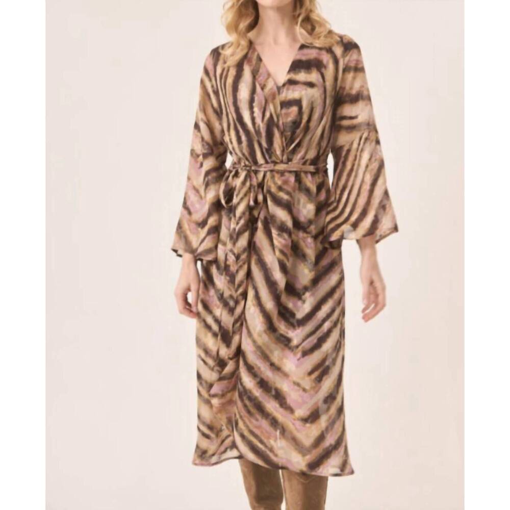 NEW NEKANE NKN fluid tie waist wrap dress in sand